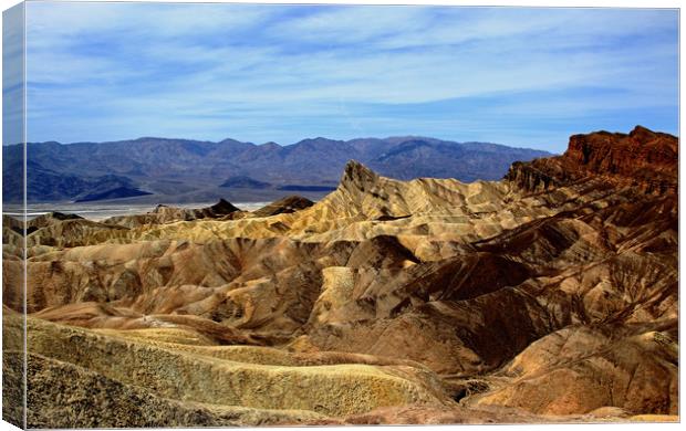 Zabriskie Point Looking Over To Death Valley  Canvas Print by Janet Mann