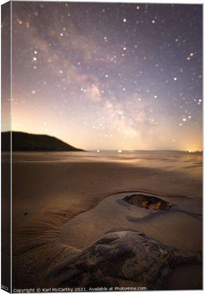 Beach Rocks under the Night Sky Canvas Print by Karl McCarthy