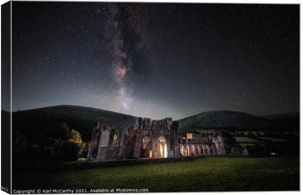 Night time glow of Llanthony Priory Canvas Print by Karl McCarthy