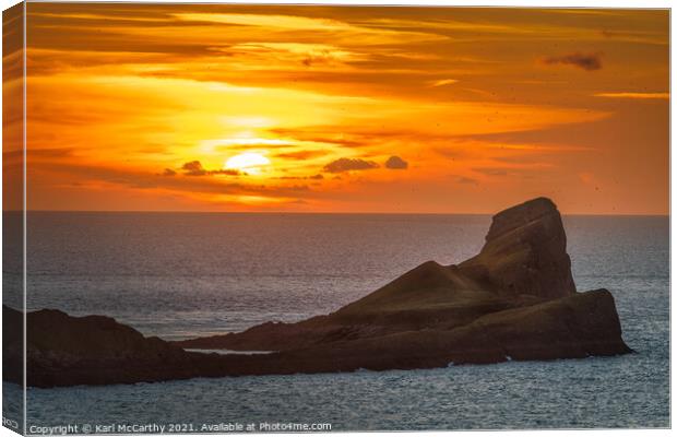Worms Head Sunset Canvas Print by Karl McCarthy