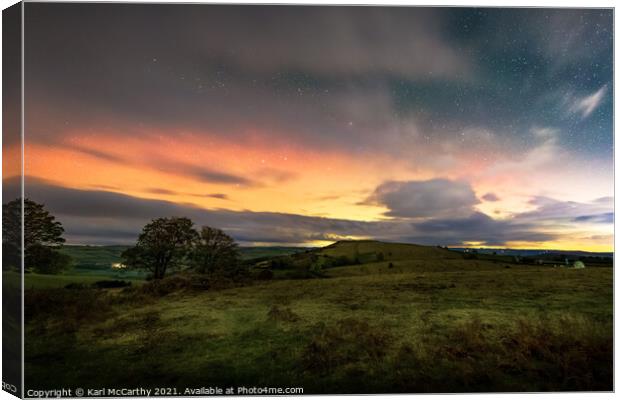 The glow of the Aurora in the Brecon Beacons Canvas Print by Karl McCarthy