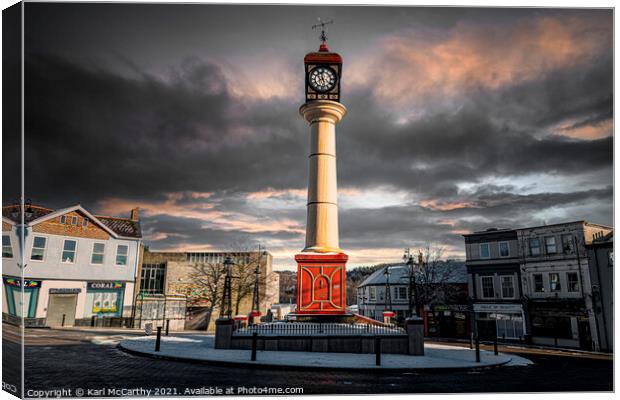 Tredegar Town Clock Canvas Print by Karl McCarthy