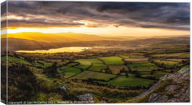 Sunset over Llangorse Canvas Print by Karl McCarthy