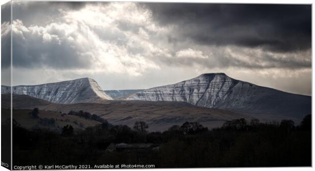 Late Snow over the Beacons Canvas Print by Karl McCarthy