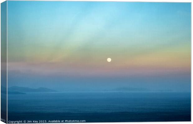The Moon Rising above Nisiros  Canvas Print by Jim Key