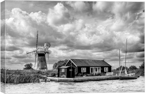 Norfolk Broads Black and White      Canvas Print by Jim Key