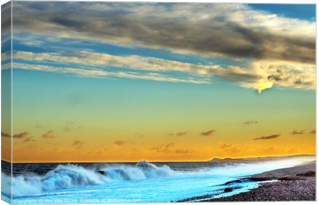 Winter Sunrise at Cley Beach Canvas Print by Jim Key