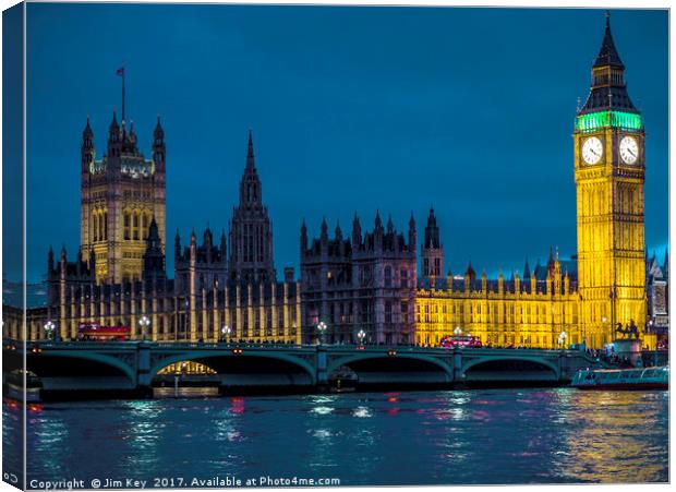 Westminster at Night Canvas Print by Jim Key