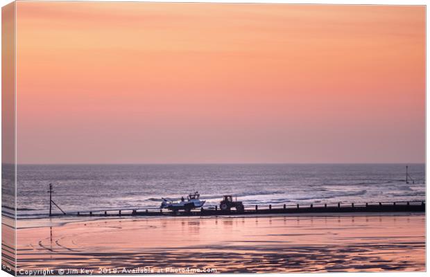 Sunrise Cromer Beach Norfolk Canvas Print by Jim Key