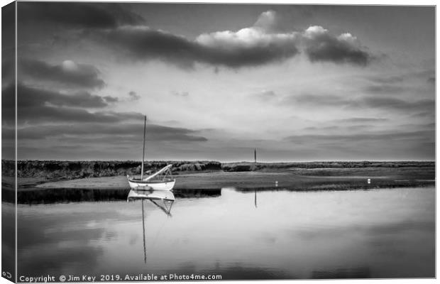 Boat at Burnham Overy  Black and White Canvas Print by Jim Key
