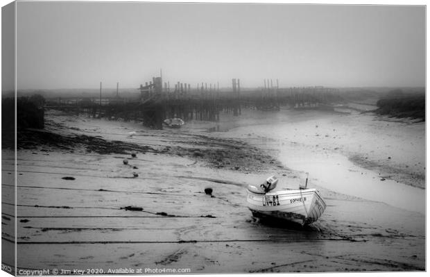 Morston Quay Norfolk Black and White Canvas Print by Jim Key