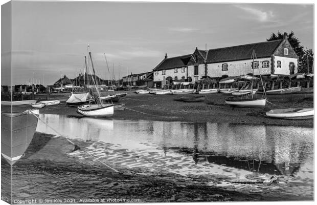 Burnham Overy Staithe Black and White Canvas Print by Jim Key