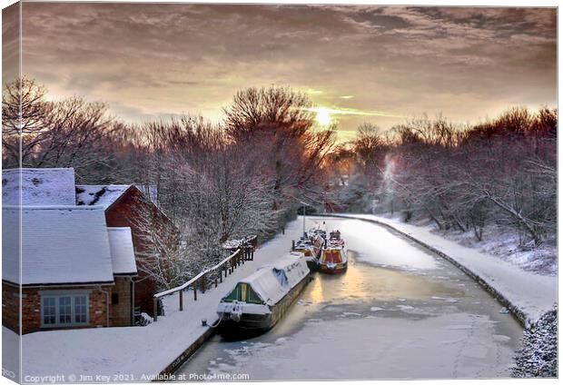 Grand Union Canal  Mid Winter Canvas Print by Jim Key