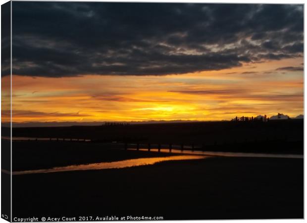 Sunset over Camber Sands Canvas Print by Acey Court