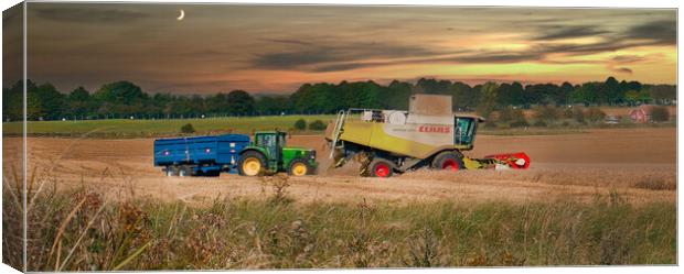 Gathering the Harvest in Wiltshire Canvas Print by Dave Williams