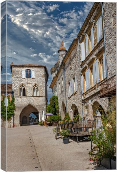 Monflanquin The bastide on the hill Canvas Print by Dave Williams