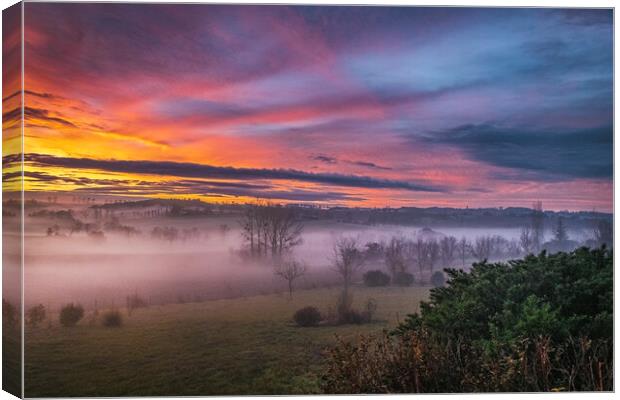 Misty Morning Sunrise Canvas Print by Dave Williams
