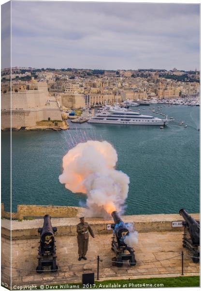 Cannon Fire, Valletta, Malta Canvas Print by Dave Williams