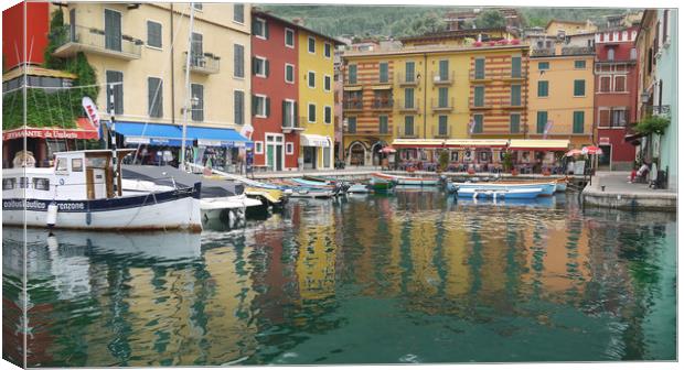 Castelletto Reflections at Lake Garda Canvas Print by Dave Williams