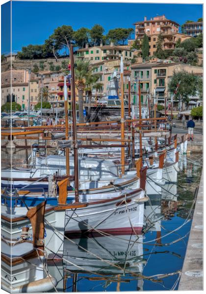 Reflections at Port de Soller in Majorca Canvas Print by Dave Williams
