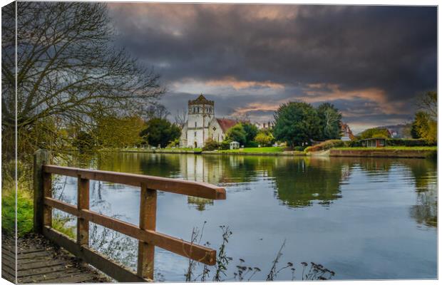 Across the Thames to The Ancient All Saints Church at Bisham Canvas Print by Dave Williams