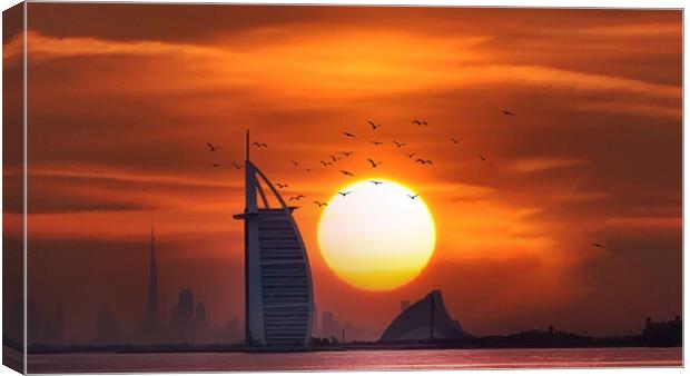 Burj Al Arab Sunrise _ Dubai Canvas Print by Dave Williams
