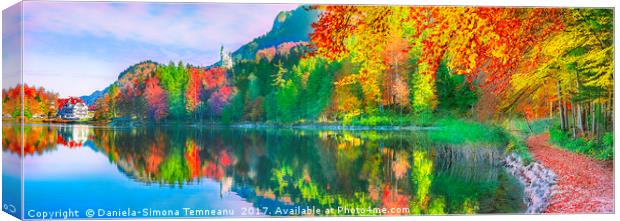 Autumn forest reflected in the water lake Canvas Print by Daniela Simona Temneanu