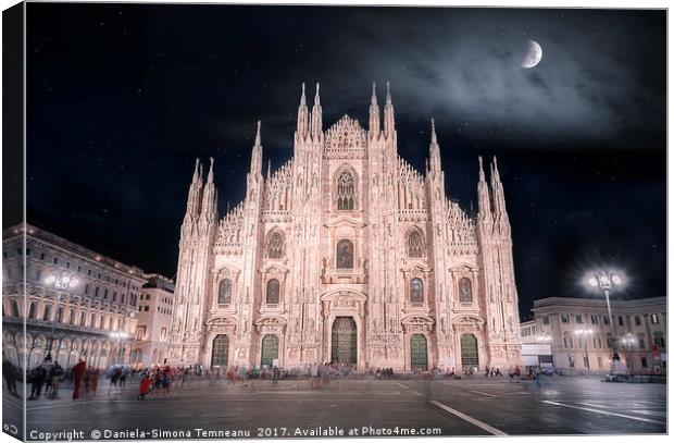 Milan Cathedral  at night Canvas Print by Daniela Simona Temneanu