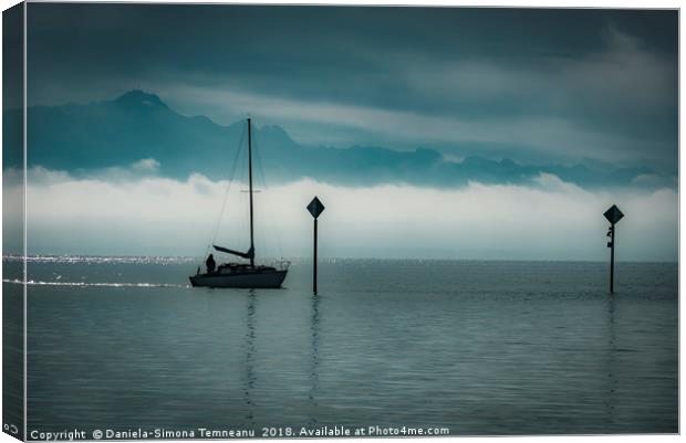 Boat sailing silhouette Canvas Print by Daniela Simona Temneanu