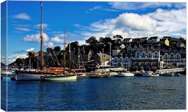 Sailing boats in Brixham Harbor in Devon Canvas Print by Steve Painter