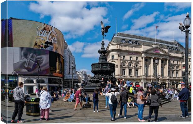 Tourists at Picadilly Canvas Print by Steve Painter