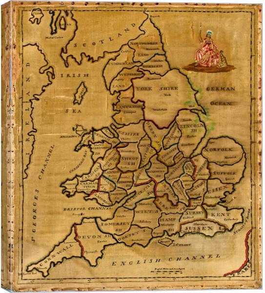Antique English counties Map Canvas Print by Steve Painter