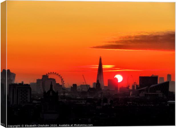 Sunrise over London skyline Canvas Print by Elizabeth Chisholm