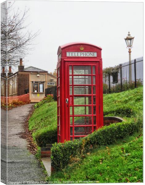 Red Telephone Box outside South Devon Railway Station Canvas Print by Elizabeth Chisholm