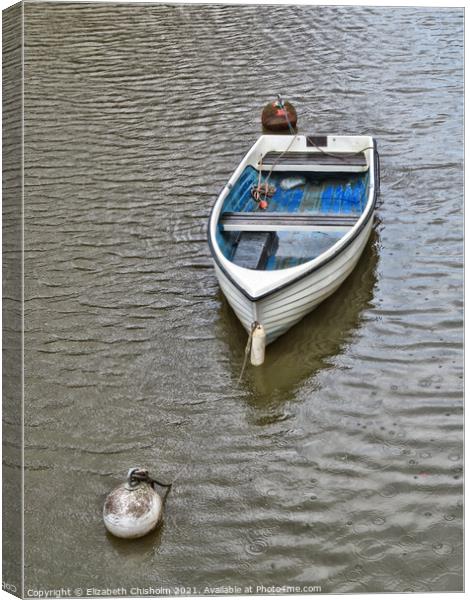 Boat, Buoys, Ripples and Raindrops  Canvas Print by Elizabeth Chisholm