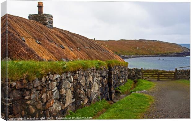 Blackhouse on the Isle of Lewis, Outer Hebrides Canvas Print by Hazel Wright