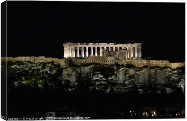 Parthenon, Athens, at night Canvas Print by Hazel Wright