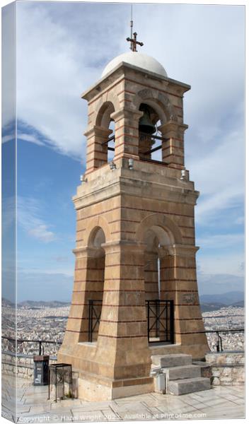 Top of lykabettos hill,Bell Tower Athens Canvas Print by Hazel Wright