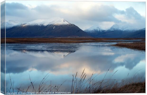 Mirror lake, near Hofn, Iceland Canvas Print by Hazel Wright