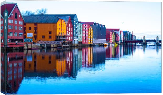 Vibrant Trondheim Waterfront Canvas Print by Hazel Wright
