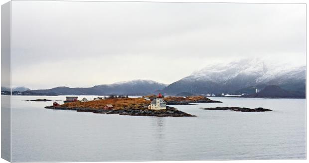 House on an island in the Norwegian fjords Canvas Print by Hazel Wright