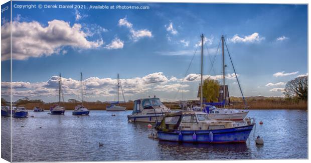 Boats on the River Stour, Christchurch (panoramic) Canvas Print by Derek Daniel
