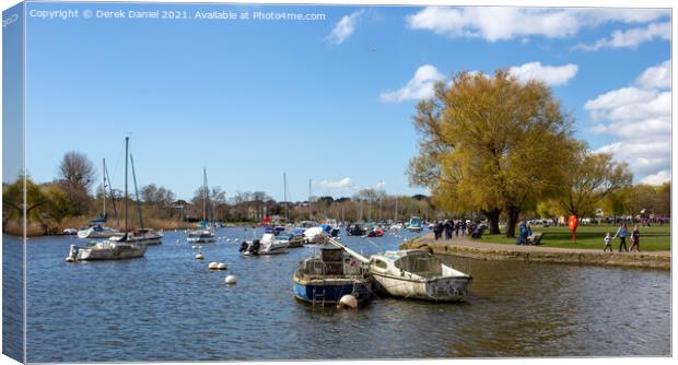 Boats on the River Stour (panoramic) #3 Canvas Print by Derek Daniel