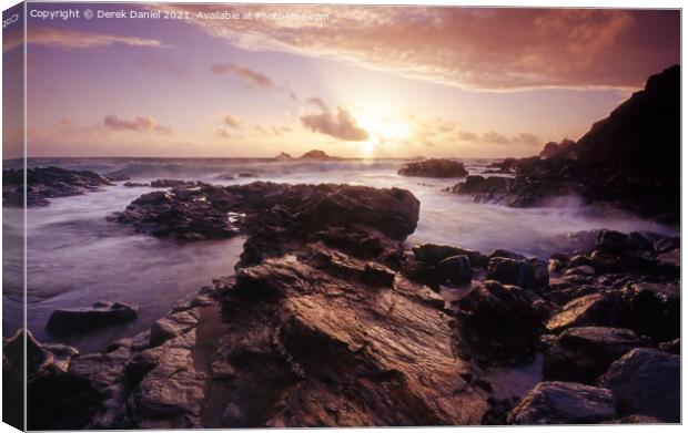 Sunset at Cape Cornwall Canvas Print by Derek Daniel