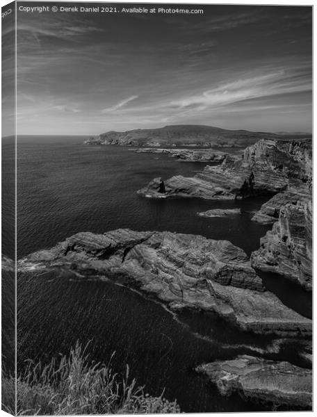 Kerry Cliffs #2, Ireland (mono) Canvas Print by Derek Daniel