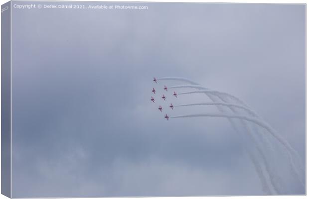 Spectacular Red Arrows Flying Display Canvas Print by Derek Daniel