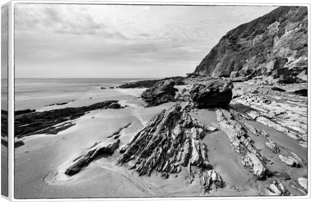 Rocks on Saunton Sands #3 (mono) Canvas Print by Derek Daniel