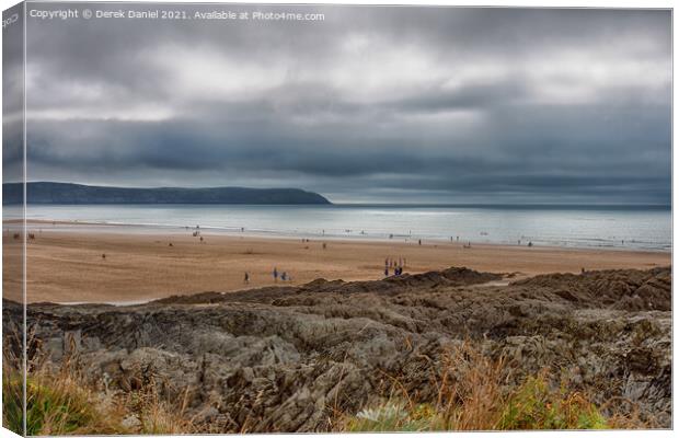 Golden Sands and Waves at Woolacombe Canvas Print by Derek Daniel