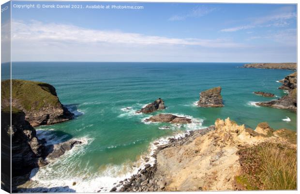 Bedruthan Steps, Cornwall Canvas Print by Derek Daniel