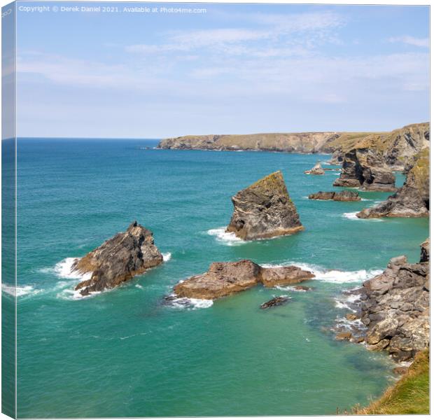 Bedruthan Steps, Cornwall Canvas Print by Derek Daniel